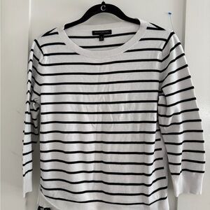 Banana Republic Black and White Striped Long Sleeve Top S